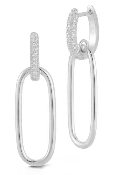 Chloe & Madison Chloe And Madison Cz Link Drop Earrings In Metallic