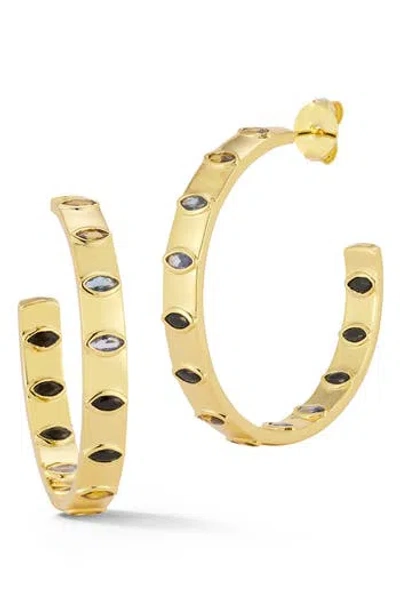 Chloe & Madison Chloe And Madison Jewelry 18k Plated Cz Ombre Hoops In Gold