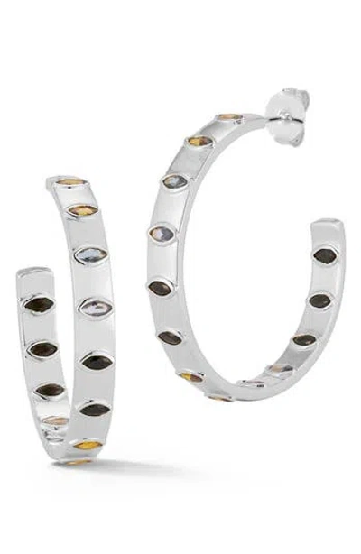Chloe & Madison Chloe And Madison Cz Ombré Hoop Earrings In Silver