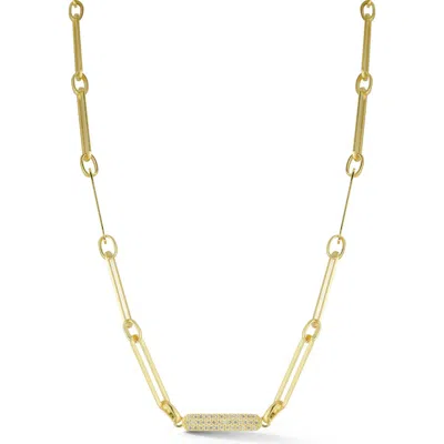 Chloe & Madison Chloe And Madison Cz Paper Clip Chain Necklace In Gold