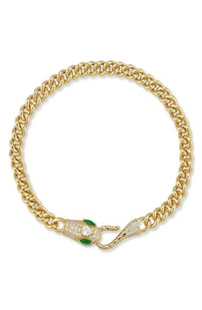 Chloe & Madison Chloe And Madison Cz Snake Chain Bracelet In Gold