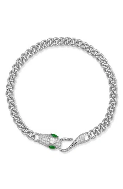 Chloe & Madison Chloe And Madison Cz Snake Chain Bracelet In White Gold