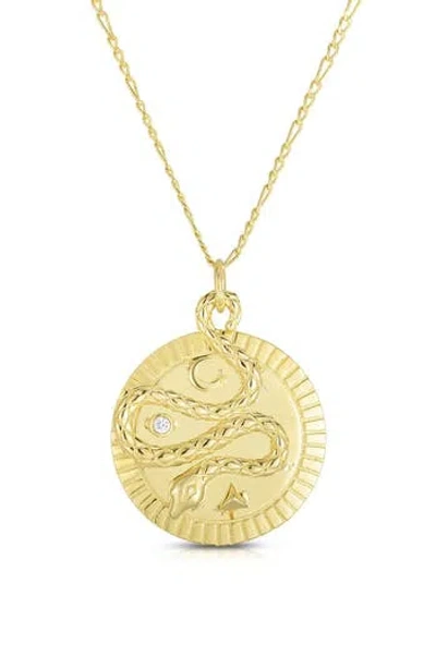 Chloe & Madison Chloe And Madison Cz Snake Coin Pendant Necklace In Gold