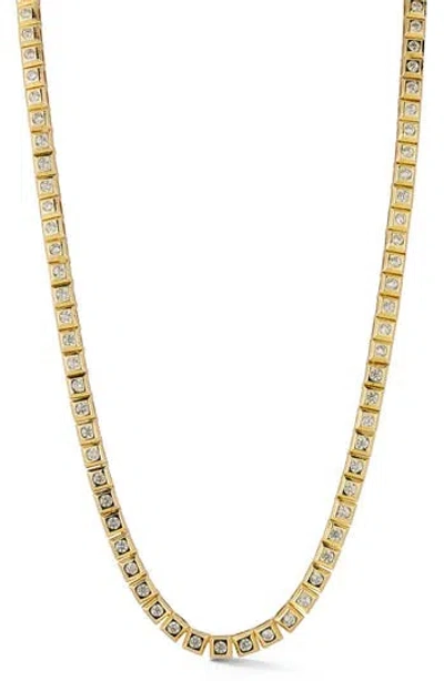 Chloe & Madison Chloe And Madison Cz Square Link Necklace In Gold