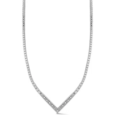 Chloe & Madison Chloe And Madison Cz Square Link Necklace In Silver