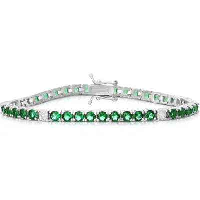 Chloe & Madison Chloe And Madison Cz Tennis Bracelet In Green