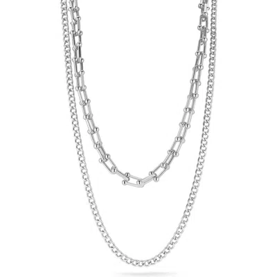 Chloe & Madison Chloe And Madison Double Layer Link Necklace In Silver