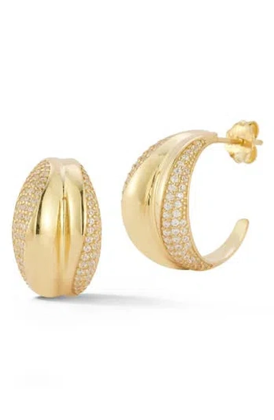 Chloe & Madison Chloe And Madison Double Row Pavé Cubic Zirconia Hoop Earrings In Gold