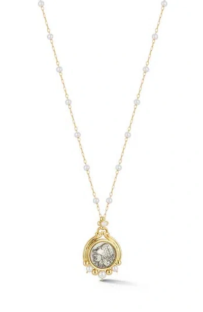 Chloe & Madison Chloe And Madison Embossed Antique Coin Pendant Necklace In Gold
