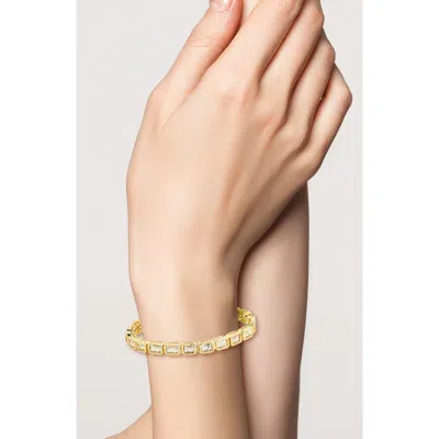 Chloe & Madison Chloe And Madison Emerald Cut Cubic Zirconia Tennis Bracelet In Gold