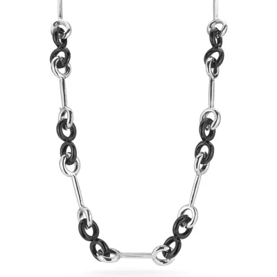 Chloe & Madison Chloe And Madison Enamel Link Necklace In Silver
