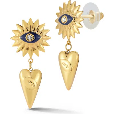 Chloe & Madison Chloe And Madison Evil Eye Heart Drop Earrings In Gold