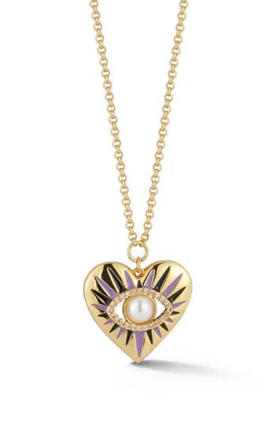 Chloe & Madison Chloe And Madison Evil Eye Heart Pendant Necklace In Gold