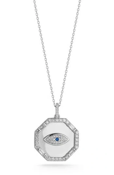 Chloe & Madison Chloe And Madison Evil Eye Pendant Necklace In Silver