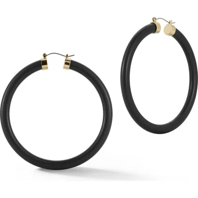 Chloe & Madison Chloe And Madison Extra Large Hoop Earrings In Gold/black