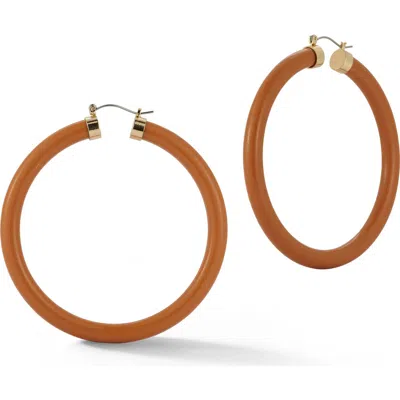 Chloe & Madison Chloe And Madison Extra Large Hoop Earrings In Gold/brown