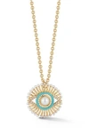 Chloe & Madison Chloe And Madison Faux Pearl Evil Eye Pendant Necklace In Gold