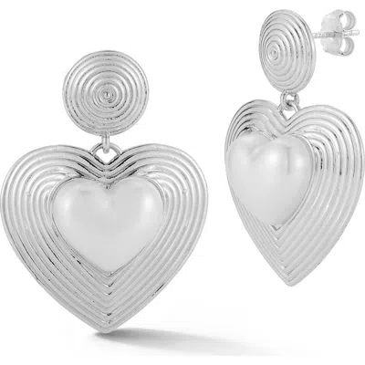 Chloe & Madison Chloe And Madison Faux Pearl Heart Drop Earrings In Metallic