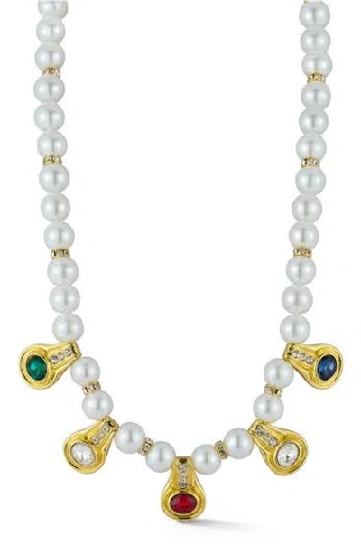 Chloe & Madison Chloe And Madison Faux Pearl Necklace In Gold