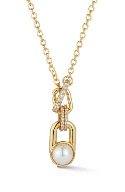 Chloe & Madison Chloe And Madison Faux Pearl Pendant Necklace In Gold