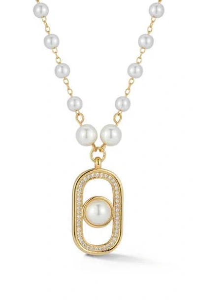 Chloe & Madison Chloe And Madison Faux Pearl Pendant Necklace In Gold