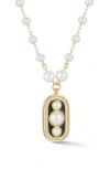 Chloe & Madison Chloe And Madison Faux Pearl Pendant Necklace In Gold
