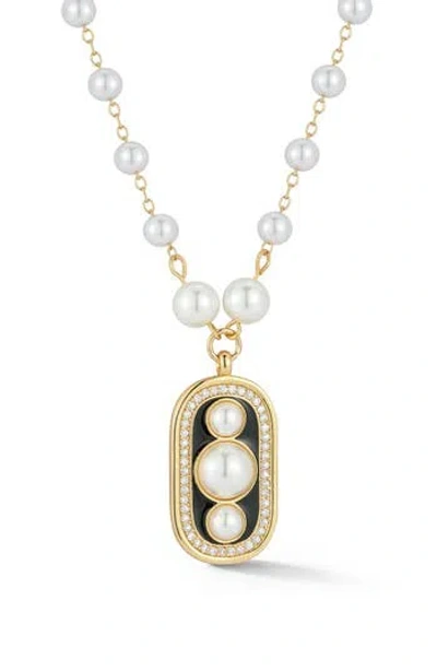 Chloe & Madison Chloe And Madison Faux Pearl Pendant Necklace In Gold