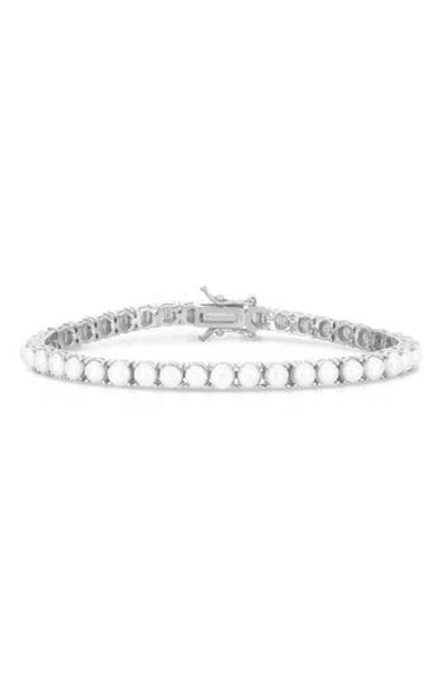 Chloe & Madison Chloe And Madison Faux Pearl Tennis Bracelet In Silver