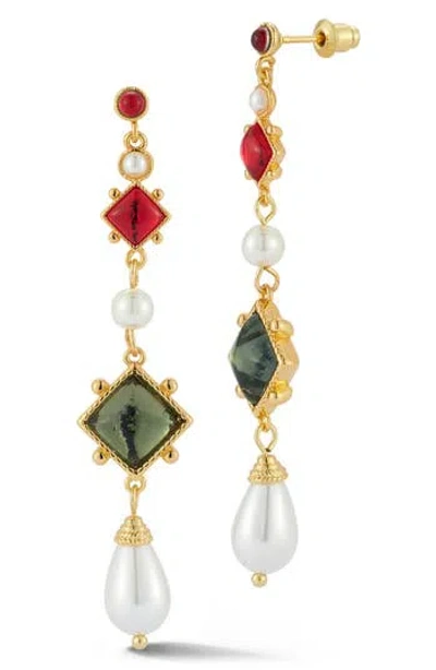 Chloe & Madison Chloe And Madison Faux Pearl Vintage Drop Earrings In Multi