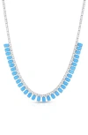 Chloe & Madison Chloe And Madison Faux Turquoise Crystal Tennis Necklace In Silver