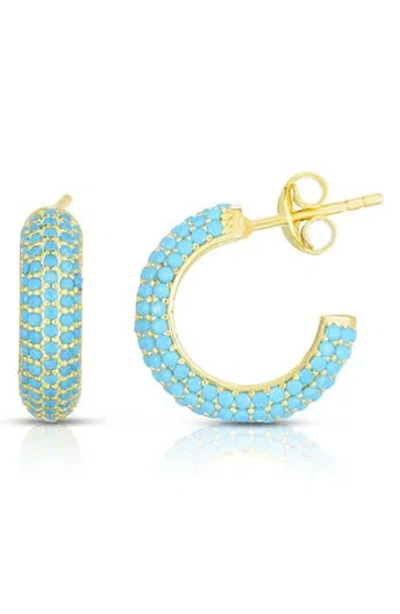 Chloe & Madison Chloe And Madison Faux Turquoise Hoop Earrings In Gold