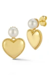 Chloe & Madison Chloe And Madison Freshwater Pearl Heart Drop Earrings In Gold