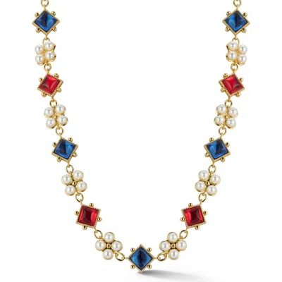Chloe & Madison Chloe And Madison Gemstone & Faux Pearl Necklace In Gold