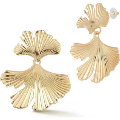 Chloe & Madison Chloe And Madison Ginkgo Leaf Drop Earrings In Gold