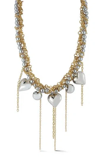 Chloe & Madison Chloe And Madison Jewelry Plated Heart Charm Necklace In Rhodium/goldtone