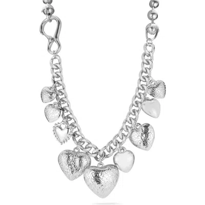 Chloe & Madison Chloe And Madison Heart Charm Curb Chain Necklace In Silver