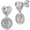Chloe & Madison Chloe And Madison Heart Coin Drop Earrings In Silver