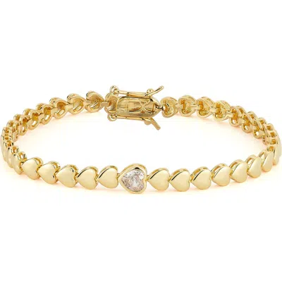 Chloe & Madison Chloe And Madison Heart Cubic Zirconia Bracelet In Gold