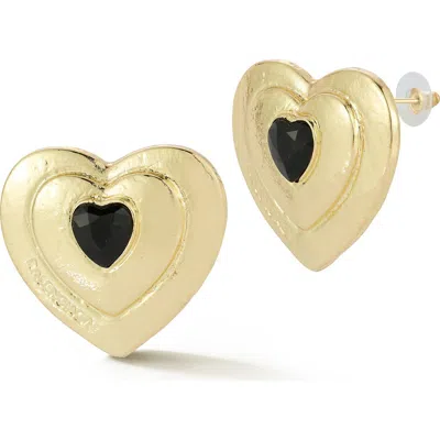 Chloe & Madison Chloe And Madison Heart Cubic Zirconia Statement Stud Earrings In Gold