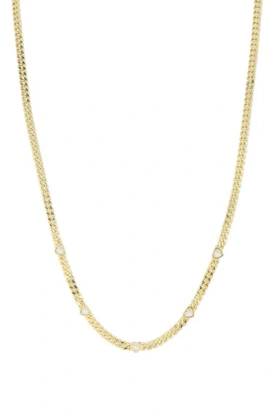 CHLOE & MADISON HEART CZ CURB CHAIN NECKLACE