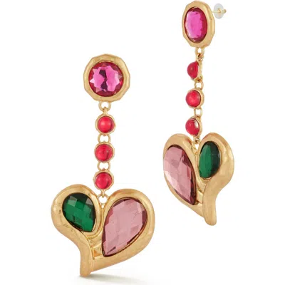 Chloe & Madison Chloe And Madison Heart Drop Earrings In Multi