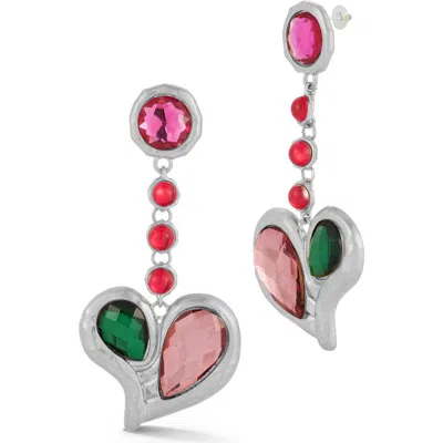 Chloe & Madison Chloe And Madison Heart Drop Earrings In Multi