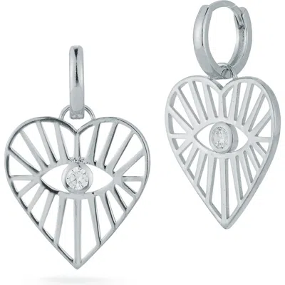 Chloe & Madison Chloe And Madison Heart Eye Earrings In Silver
