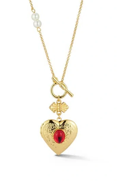 Chloe & Madison Chloe And Madison Heart Locket Pendant Necklace In Gold