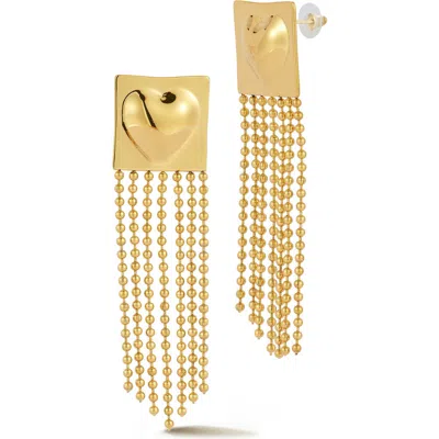 Chloe & Madison Chloe And Madison Heart Square Ball Chain Drop Earrings In Gold