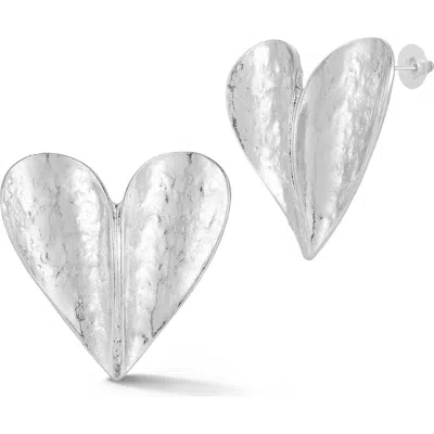 Chloe & Madison Chloe And Madison Heart Statement Stud Earrings In Silver