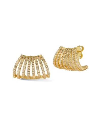 Chloe & Madison Jewelry 18k Plated Cz Fancy Cage Earrings In Multi