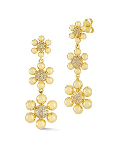 Chloe & Madison Chloe And Madison Jewelry 18k Plated Cz Graduating Flower Drop Earrings