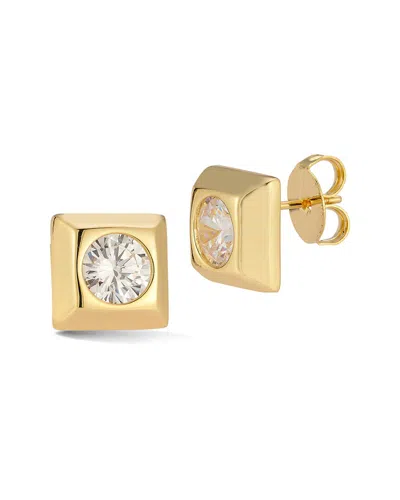 Chloe & Madison Chloe And Madison Jewelry 18k Plated Cz Square Studs In Gold