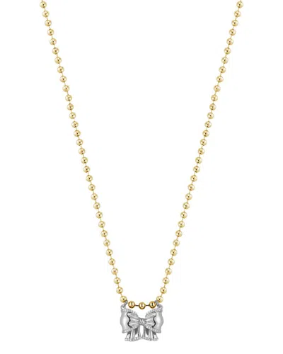 Chloe & Madison Chloe And Madison Jewelry Plated Cz Bow Necklace In Gold